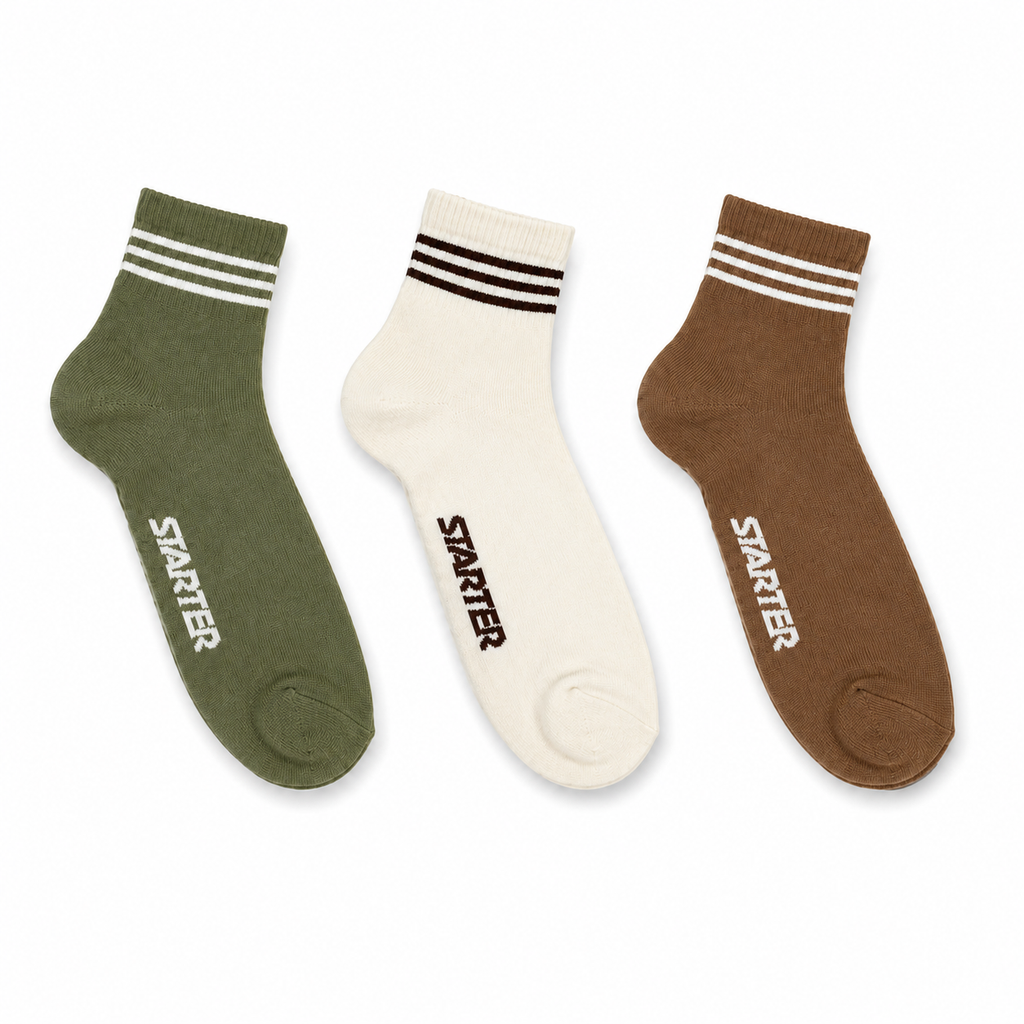 Men’s Crew Socks 3Pack MARRONE-CREMA-VERDE POLVERE
