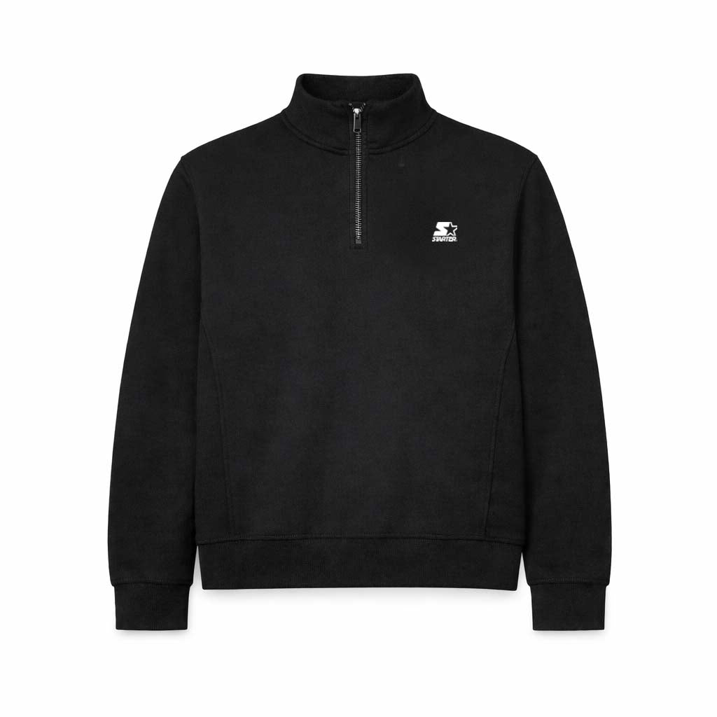 Felpa con collo alto e  mezza zip frontale NERO