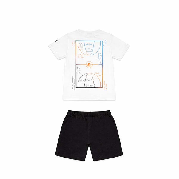 Completo da Bambino piccolo Estivo – Stile Basketball Court con Stampa New York BIANCO-NERO