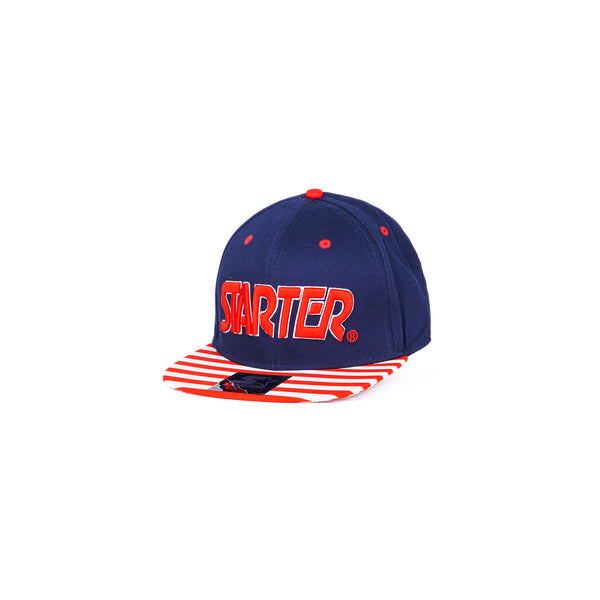 Cappello blu e visiera a righe