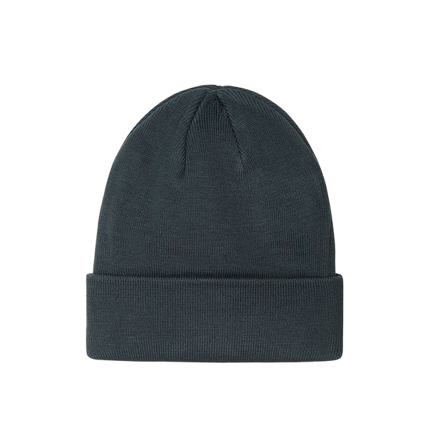 Cuffia a coste con patch ricamato Cemento