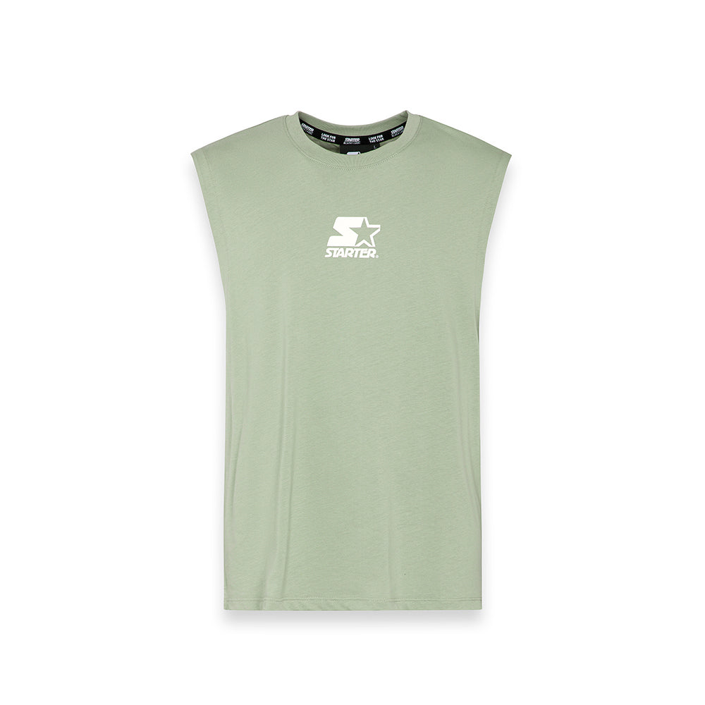 Smanicato in jersey minimal con stampa iconica VERDE POLVERE