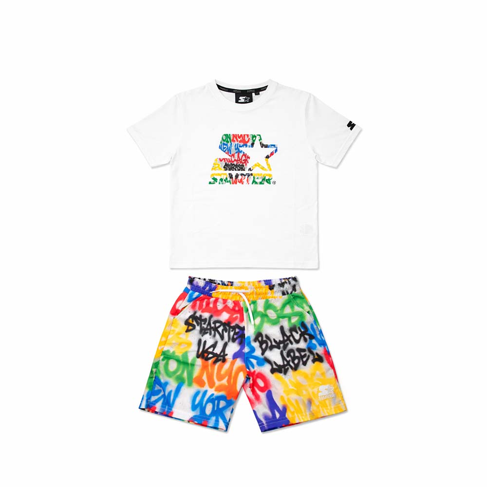 Completo Bambino Streetwear Graffiti Multicolor Urban Drop BIANCO