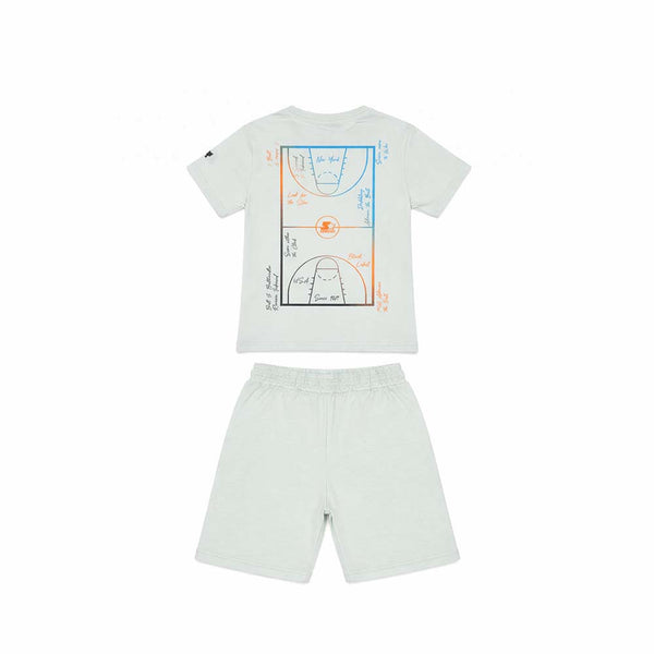 Completo da Bambino piccolo Estivo – Stile Basketball Court con Stampa New York CELESTE CHIARO